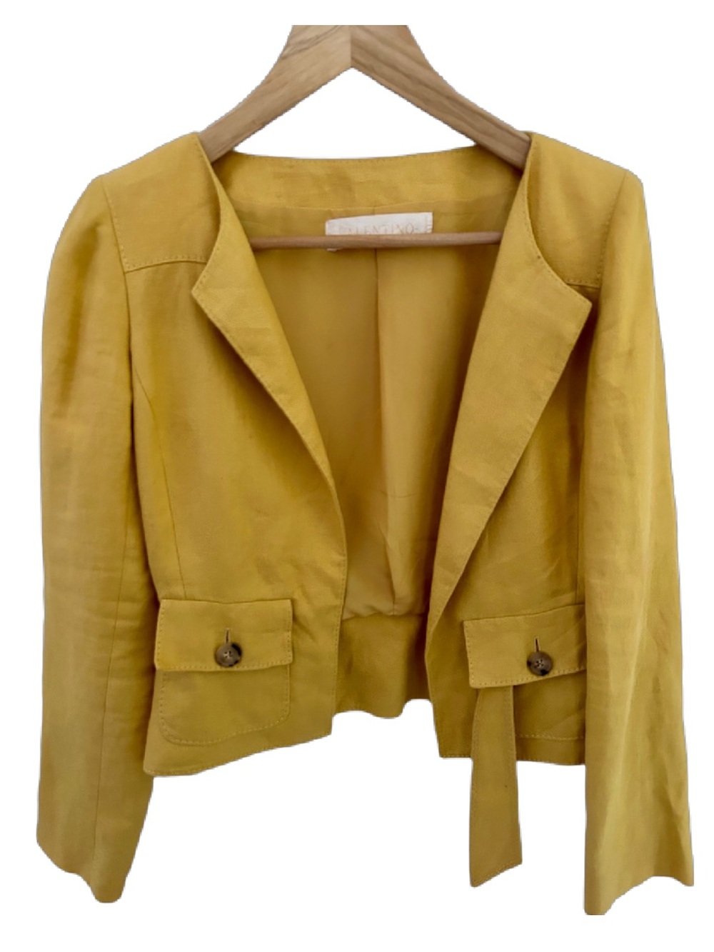 Valentino Italy Y2K Mustard Peplum Jacket Size 4 Tailored Small